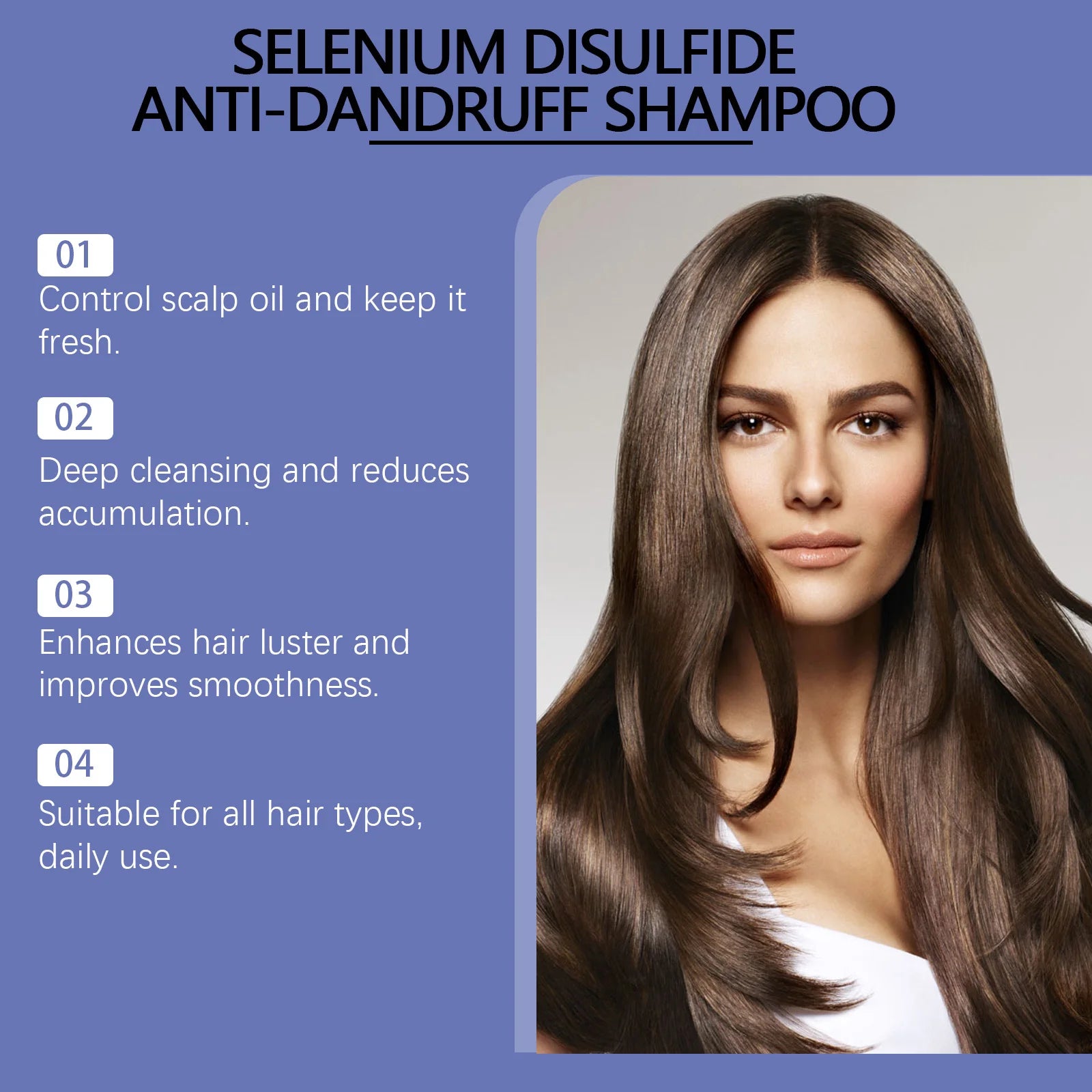 Selenium Sulfide Shampoo Deep Cleansing Remove Dandruff Reduce Scalp Itchy Balance Oil Strengthen Hair Roots Fluffy Hair Shampoo
