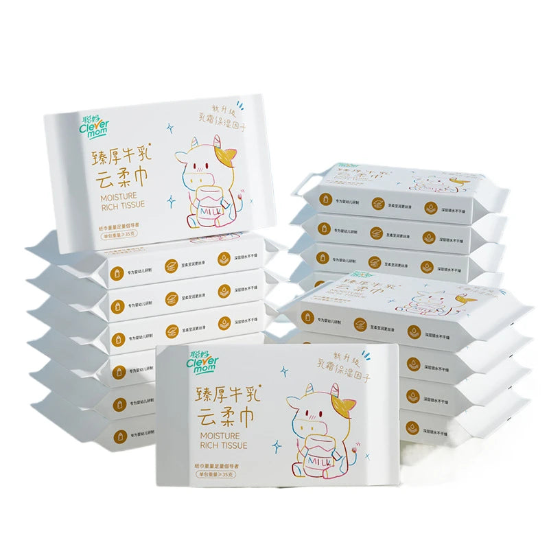 15 Packs 120 Pieces/Pack Thickened 6 Layers Baby Tissue Cream Moisturizing Cloud Tissue Soft Gentle Wipes for Sensitive Skin