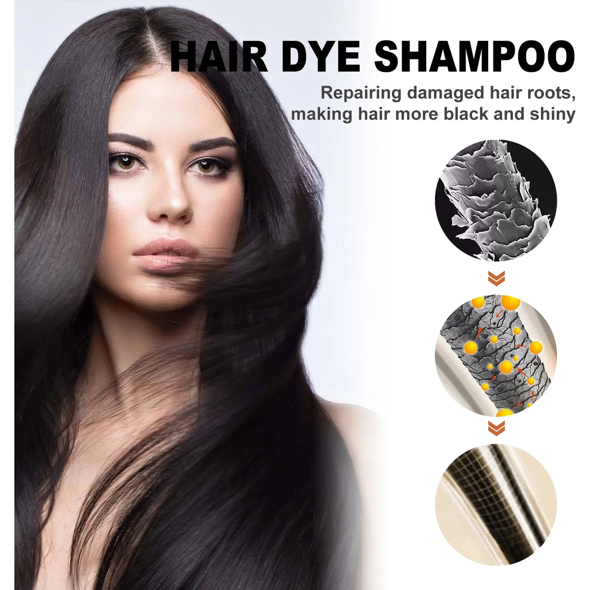 EELHOE Black Hair Dye Shampoo 3 in 1 Growth Clean Hair Darkening Deep Nourishing Black Hair Dye Shampoo Natural Organic Herbal
