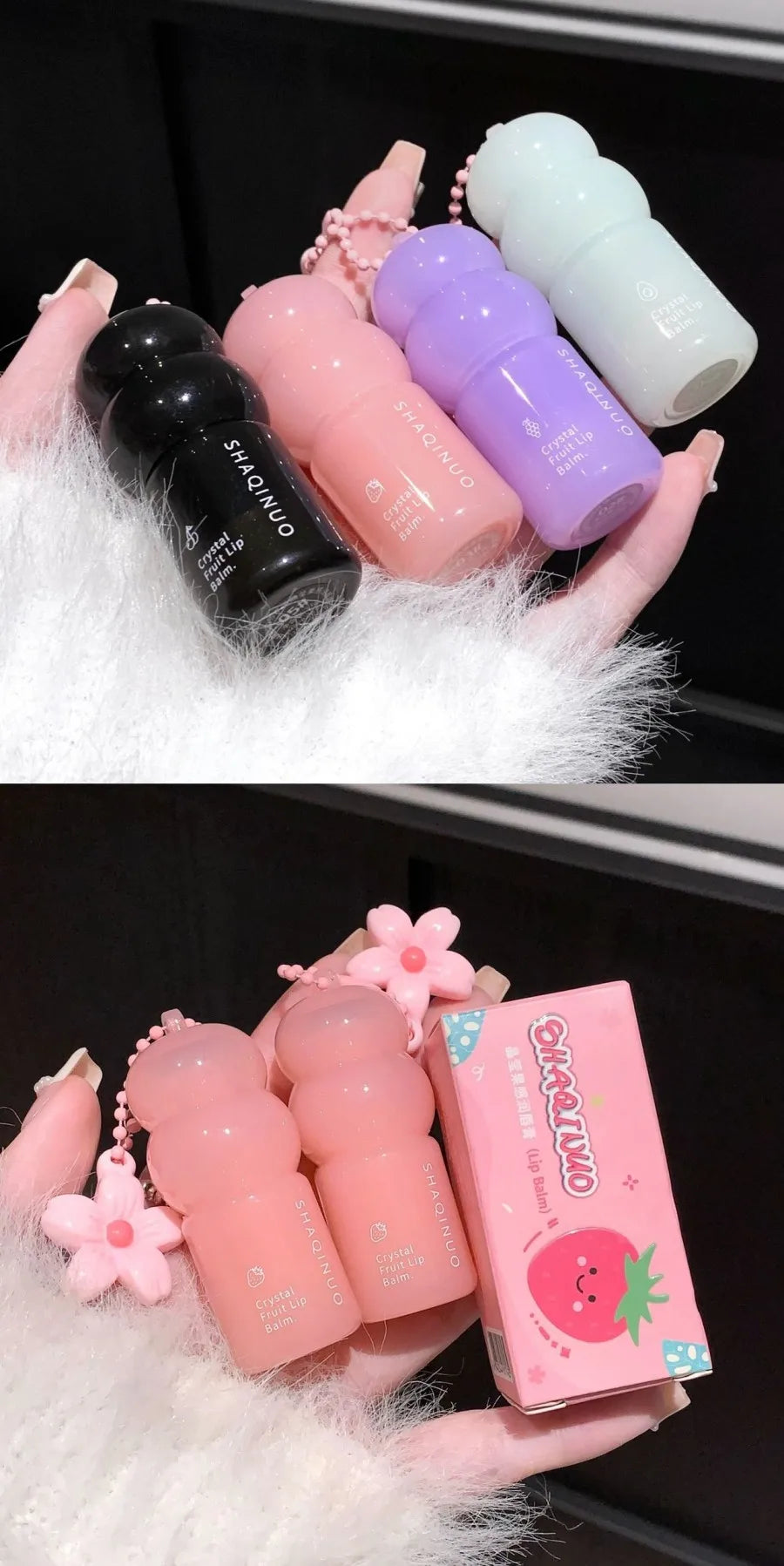 Hydrating Fruit Lip Balm Pendant, Tinted Moisturizing Lip Care for Fall & Winter, Prevents Dry Cracking, Refreshing Fruit Flavor