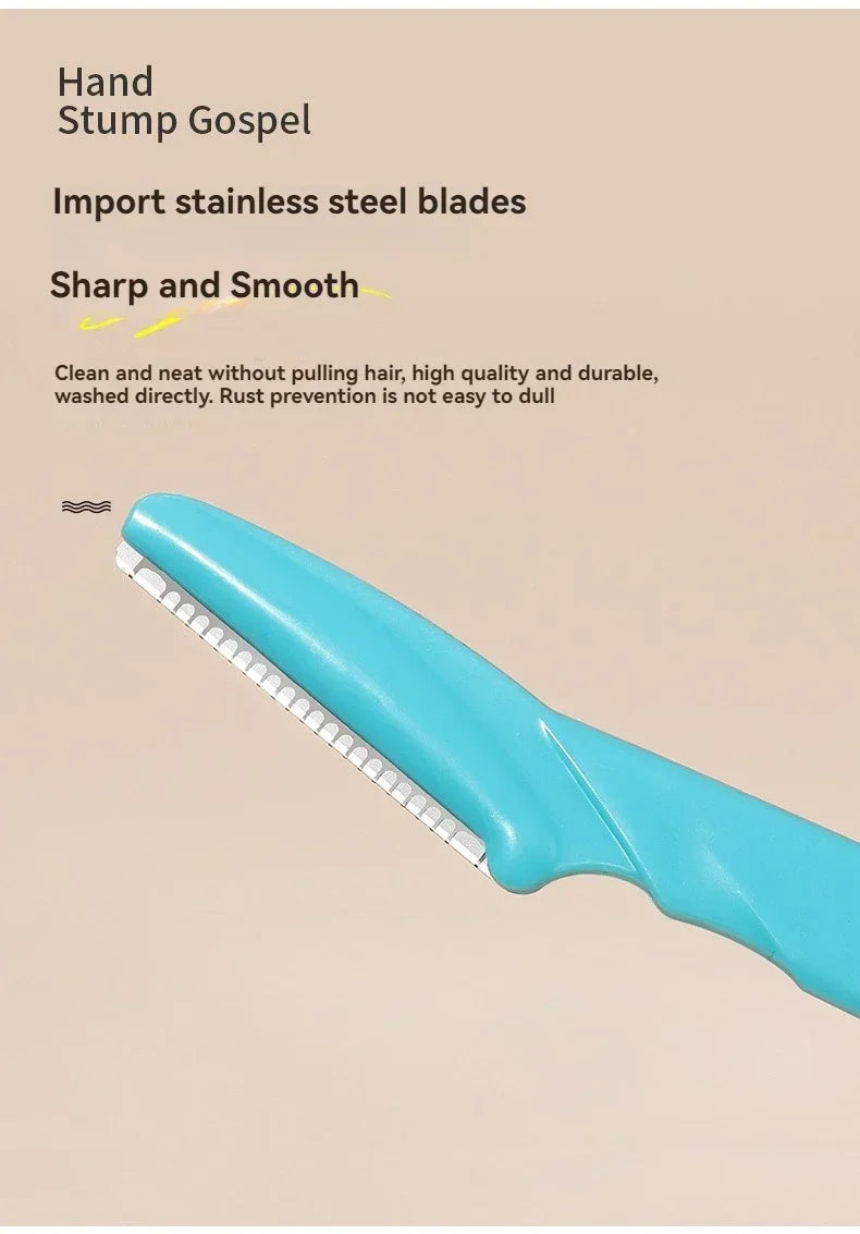 Stainless Steel Eyebrow Razors,Multipurpose Facial Hair Trimmers with Protective Cap for Men & Women,Exfoliating Tool for Beard