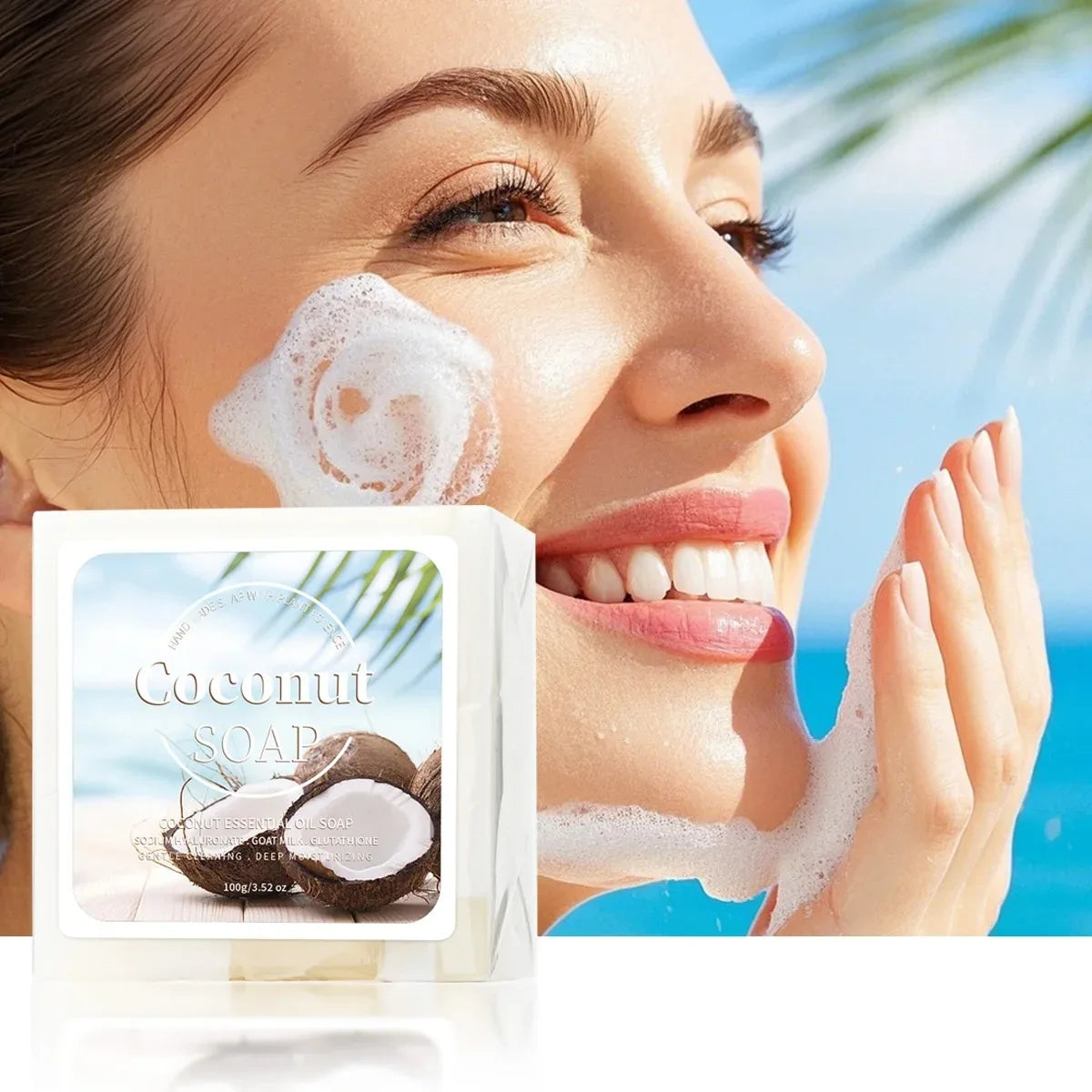 100g B+ Coconut Milk Organic Pure Plant Extract Handmade Soap Facial Treatment Acne Goat Milk Soap