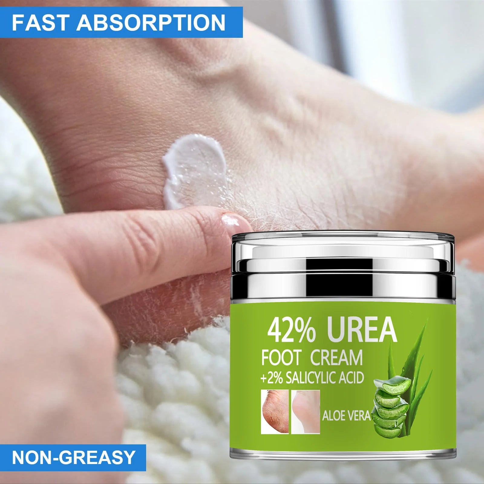 Urea Cream 42% Plus Salicylic Acid 2%, Lavender Foot Cream for Dry Cracked Heels Treatment Knees Elbows Hands Repair Treatment,
