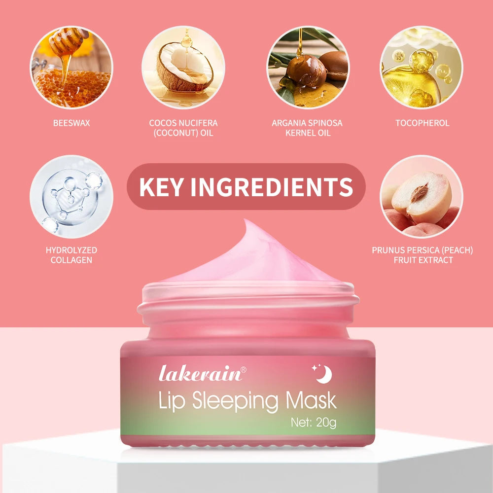 Jelly Peach Lip Sleeping Collagen Mask Hydrated Pink Lip Repair Nourish Protect Volumizes Dry And Chapped Lips Care Products