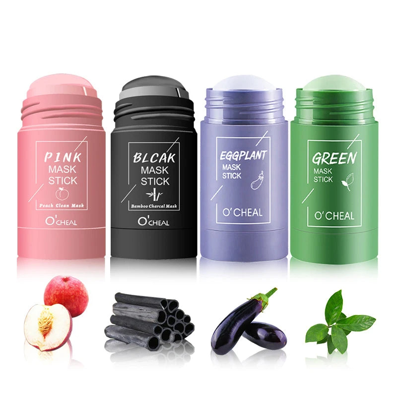 Ocheal Mask Green Tea Bamboo Charcoal Solid Facial Cleansing Stick Deep Cleansing Pores, Removes Blackheads, Controls Oil, Moisturizes and Hydrates, Smear-On Mud Mask for Men and Women.