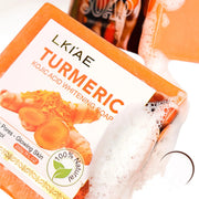 LKIAE Organic Turmeric Soap Bar, Natural Herbal Hand Made Whitening Soap, Remove Melanin, Acne, Spots, For Face And Body,200g