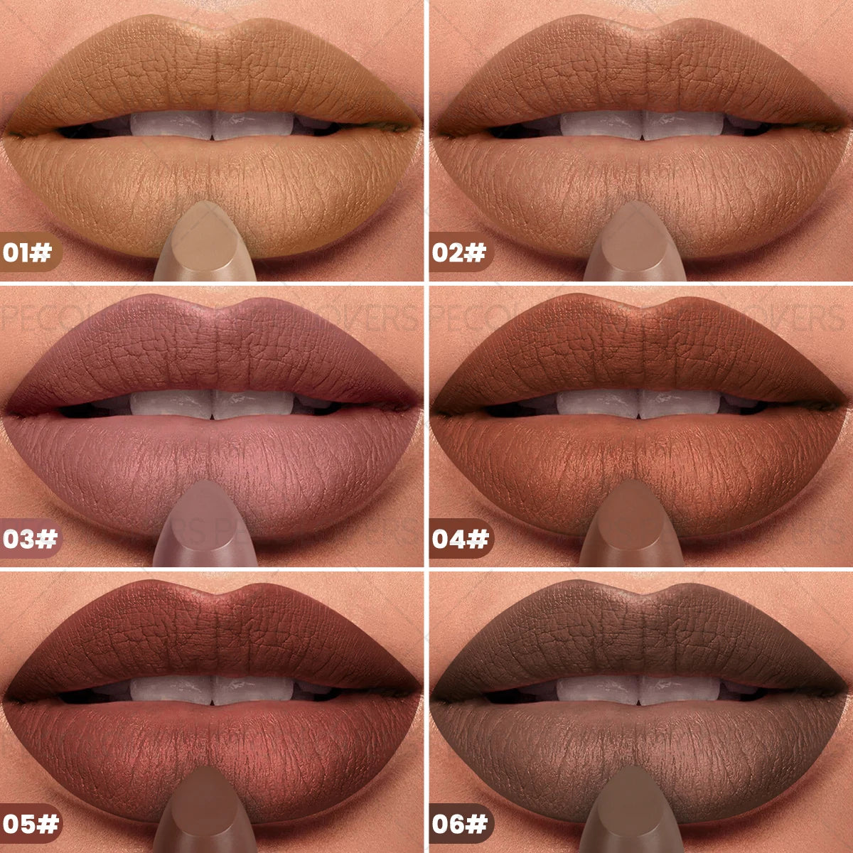 Waterproof Matte Brown Lip Glaze,Long-Lasting, Not Greasy Lip Gloss,Smooth Texture