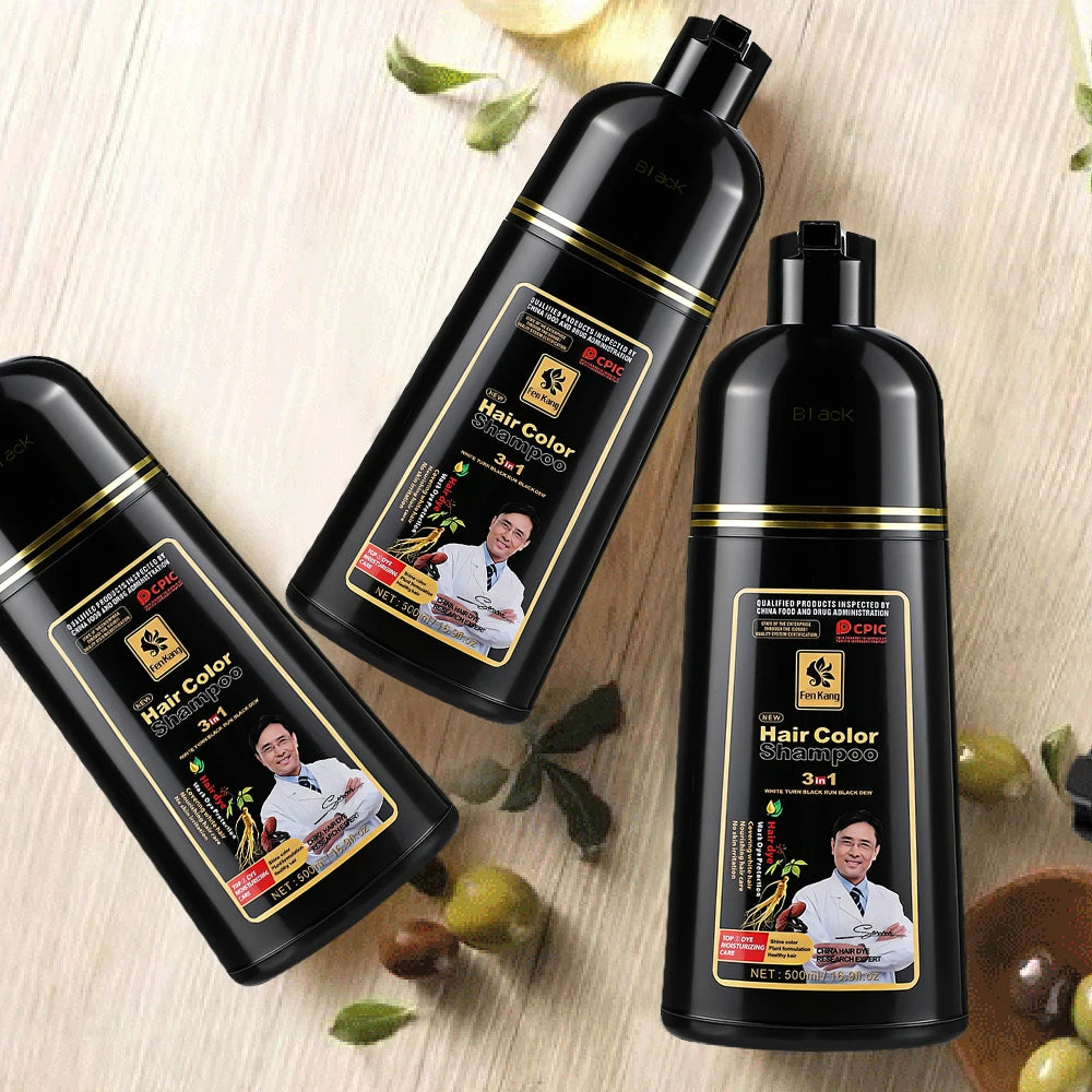 Hair Color Shampoo for Gray Hair 3 in 1 Black Hair Dye Shampoo for Women&Men Natural Herbal Safety Nourishing Hair Care Cream
