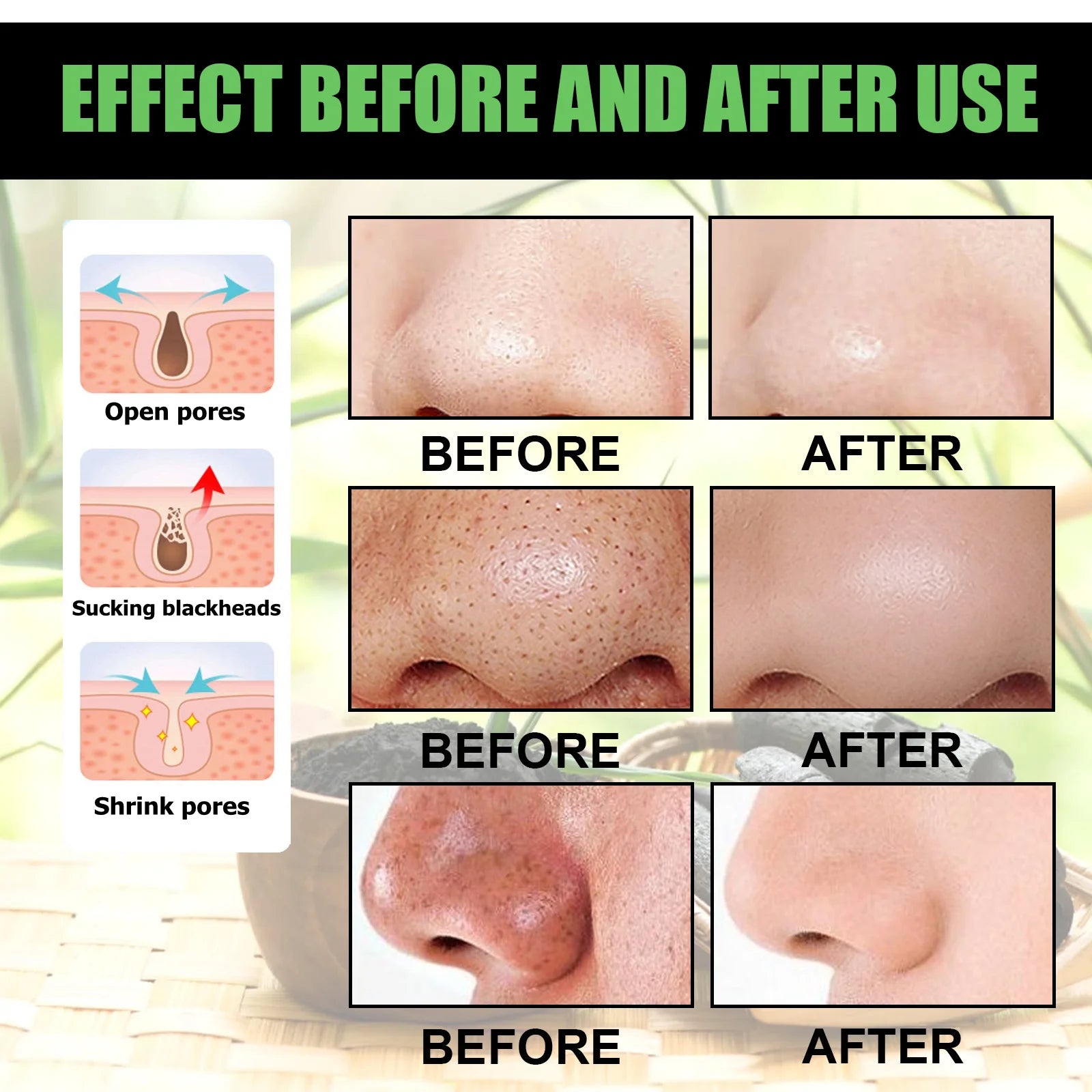 Bamboo Charcoal Tear-off Mask Blackhead Remover Deep Cleanig Purifying Shrink Pores Cream Exfoliator Peel Mud Mask Skin Care