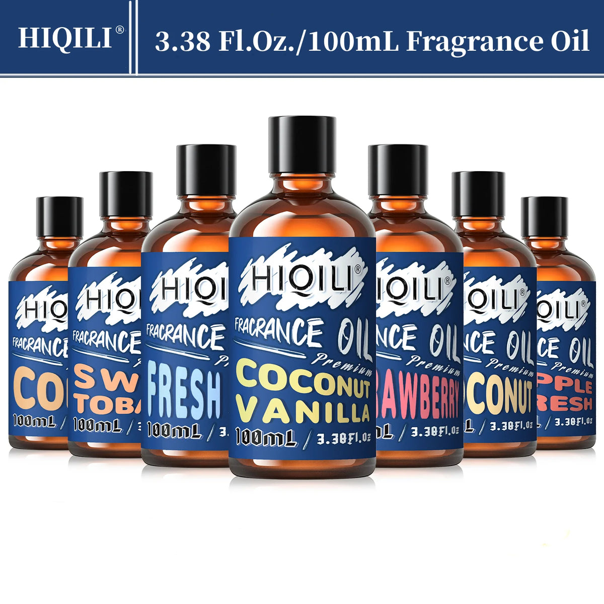 HIQILI 100mL Fragrance Oil, Pure Amber Jeans Chocolate Sea Salt Coffee Oil for DIY Perfume, Diffuser, Humidifer, Soap, Candless