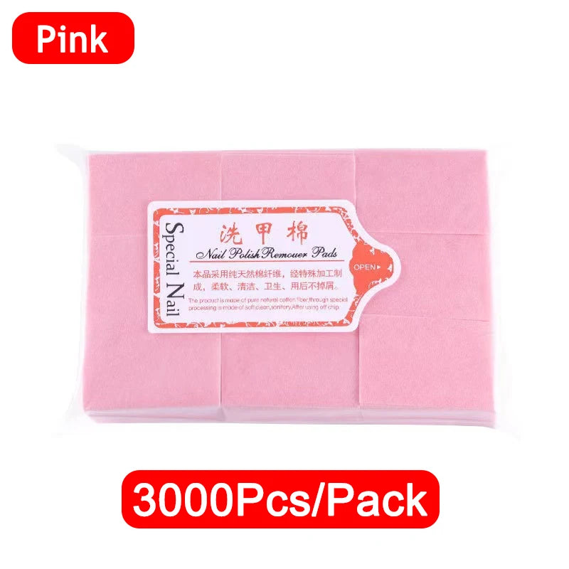 100/3000Pcs Professional Nail Wipe 100% Cotton Pads Lint-Free Nail Cotton Gel Polish Remover Nail Art Cleaning Tools