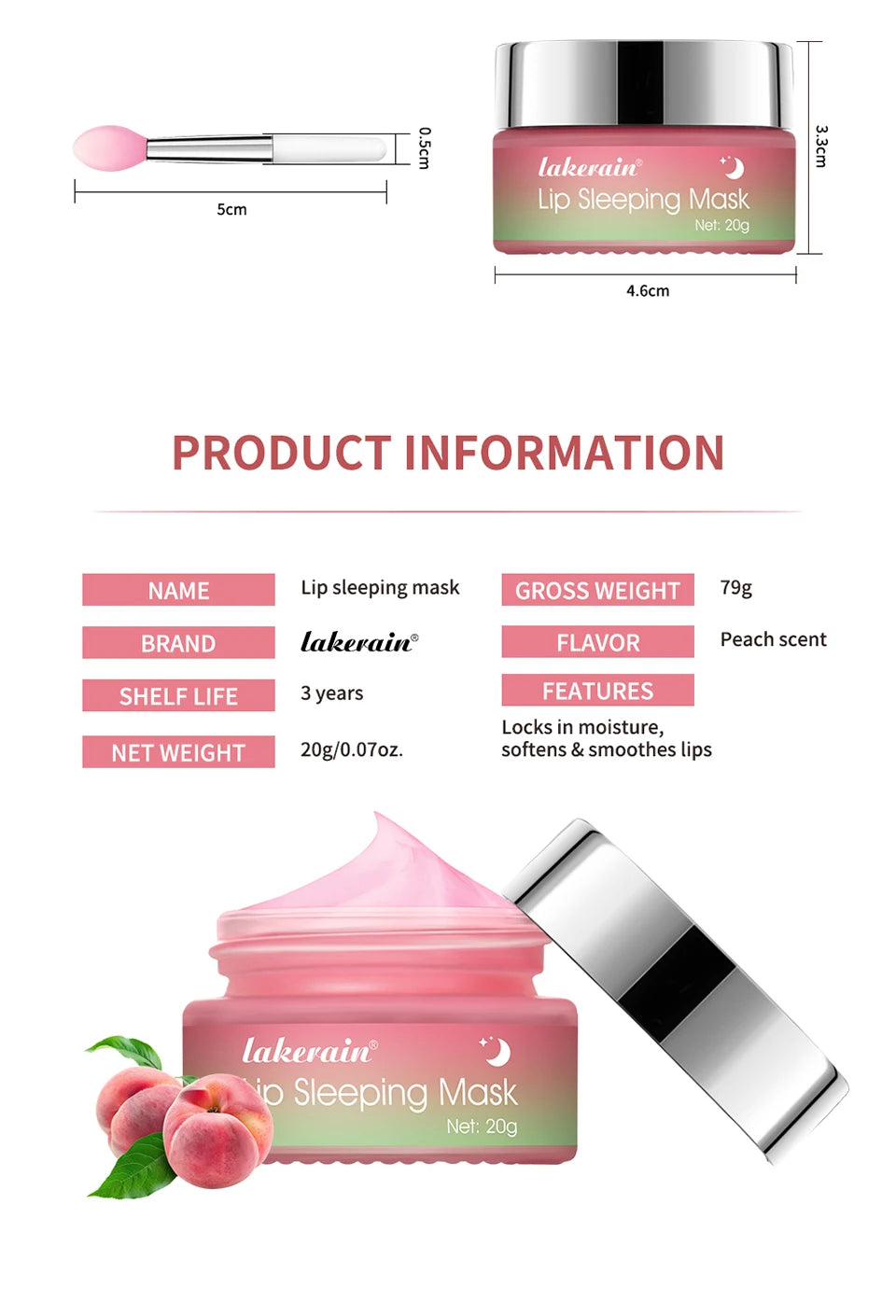 Jelly Peach Lip Sleeping Collagen Mask Hydrated Pink Lip Repair Nourish Protect Volumizes Dry And Chapped Lips Care Products