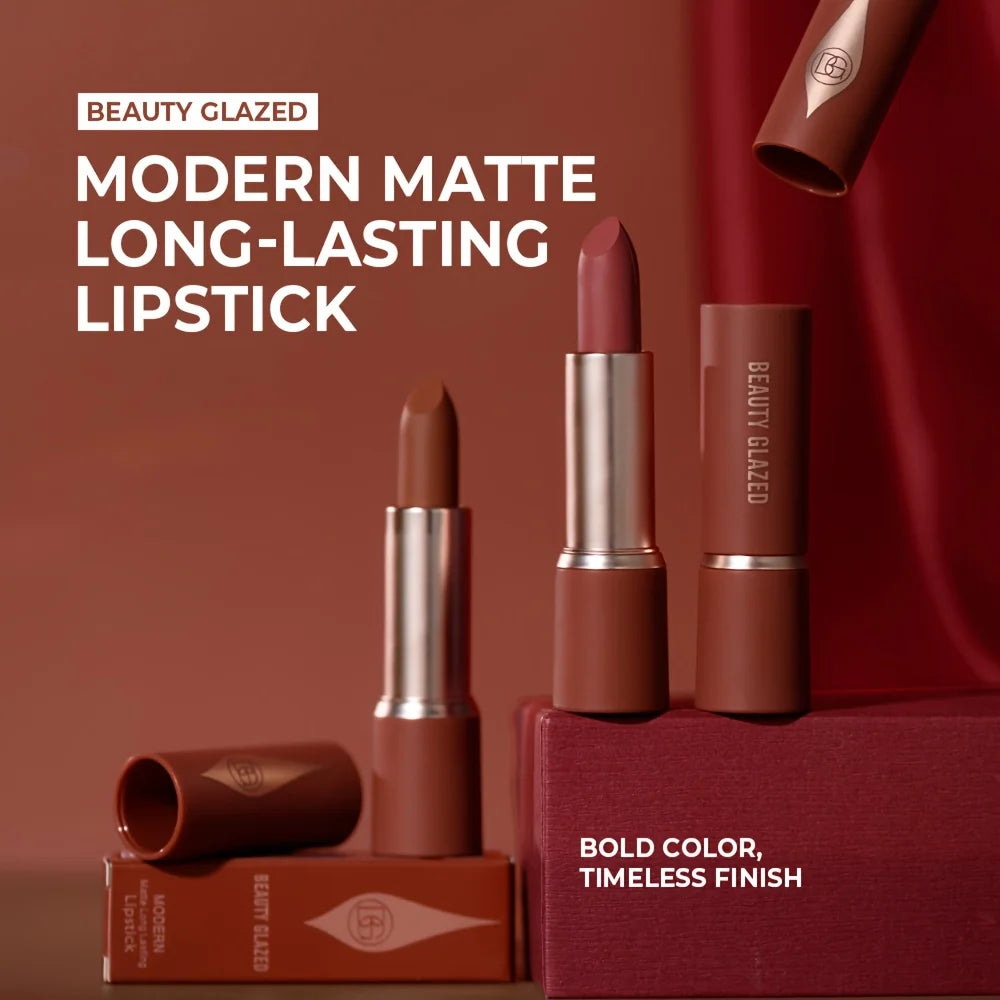 Barely Matte Cocoa Lipstick Creamy Texture Nourishing Care Long Lasting Waterproof  All Skin Types Brown Hue Matte Lipstick