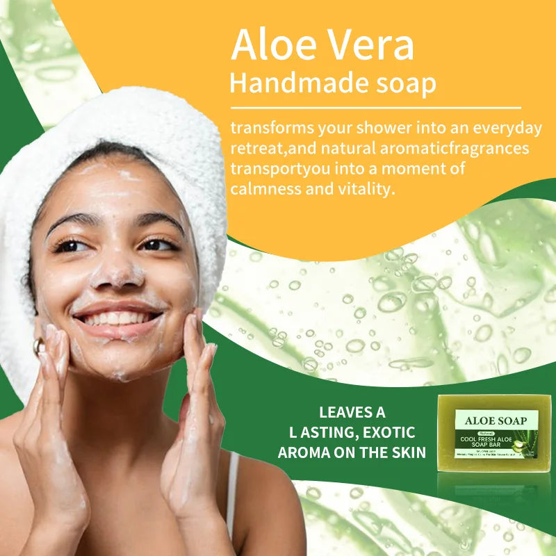 1/2/4/6Pcs Aloe Vera Whitening Soap, Remove Acne, Pimples, Skin Radiant, Improve Skin Luster, Vegan Bath Wash for All Skin Types