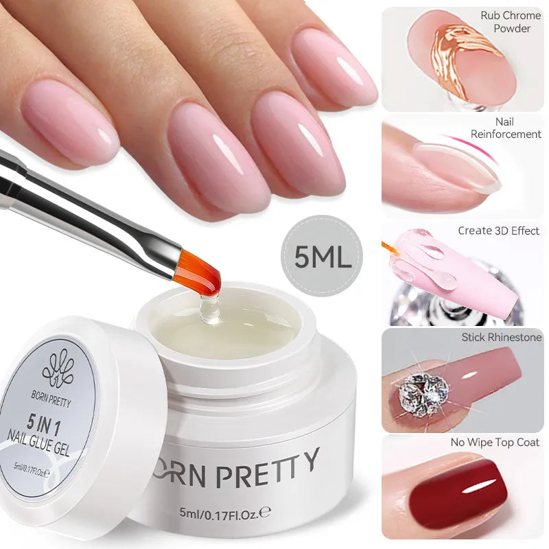 BORN PRETTY 15ml Clear Non Stick Hand Extension Gel 3D Shaping Sculpting Carving Nail Art Solid Hard Gel for Fake Nail