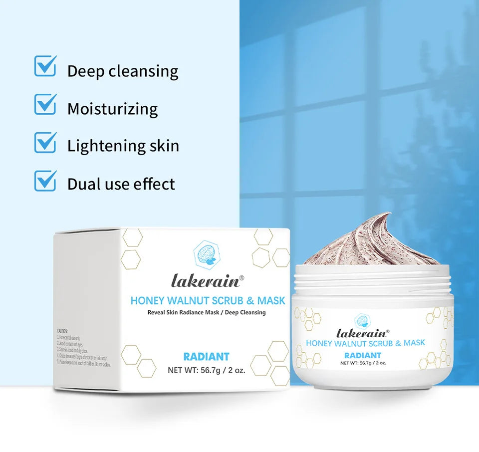 Facial Scrub & Face Exfoliator Mask Skin CareMoisturizing brightening Nourishing Cleansing Honey Walnut Facial Exfoliants Mask