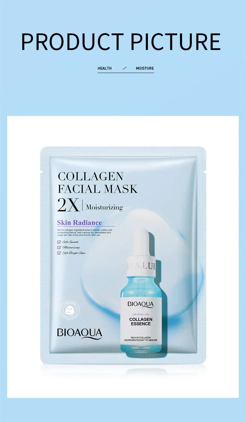 20pcs/5pcs Centella Collagen Face Mask VC Moisturizing Refreshing Sheet Masks Hyaluronic Acid  Facial Mask Skin Care Products