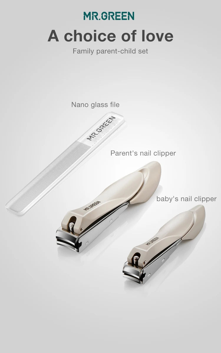 MR.GREEN Splash-Proof Nail Clippers Parent-Child Set, Specially Designed for Newborns and Toddlers