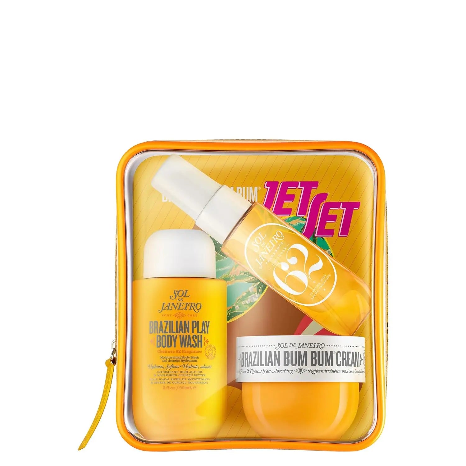 Sol de Janeiro Jet Set Travel Shower Kit, Mini Travel Size Body Wash & Skincare Travel Set, Portable Vacation Gift Kit For Women