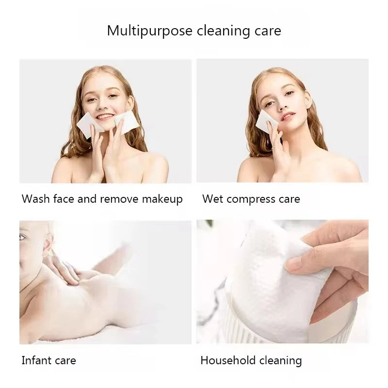 Natural Disposable Face Towel Travel Facial Cleansing Wet And Dry Makeup Remover Pearl Cotton Soft Makeup Nonwoven Towel