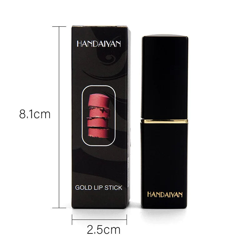 Black Tube Gold Shiny Lipstick Waterproof Long Lasting Moisturizing Glitter Pearlescent Nude Pink Shimmer Lipstick Luxury Makeup