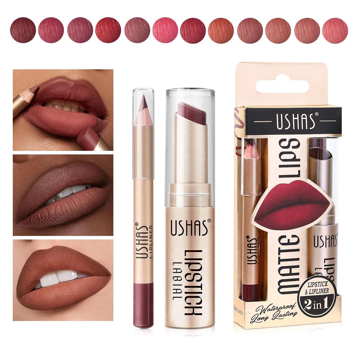 12 Color Matte Lipstick Set Long Lasting Nude Red Lipstick With Lipliner Not Dry Easy Coloring Lip Makeup Kit