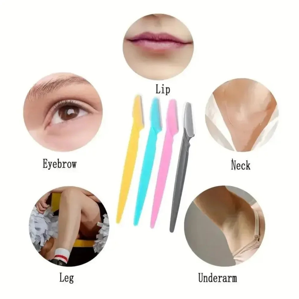 Stainless Steel Eyebrow Razors,Multipurpose Facial Hair Trimmers with Protective Cap for Men & Women,Exfoliating Tool for Beard