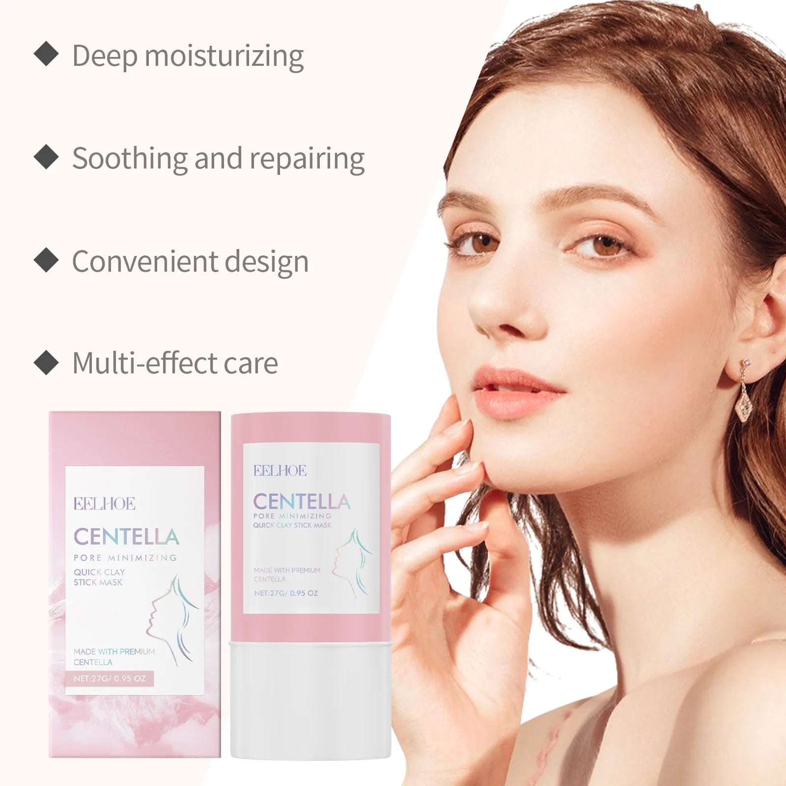 Centella Asiatica Clay Mask Stick Exfoliating Soothing Skin Cleaning Repair Facial Pores Control Oil Moisturizing Clean Mask 27g