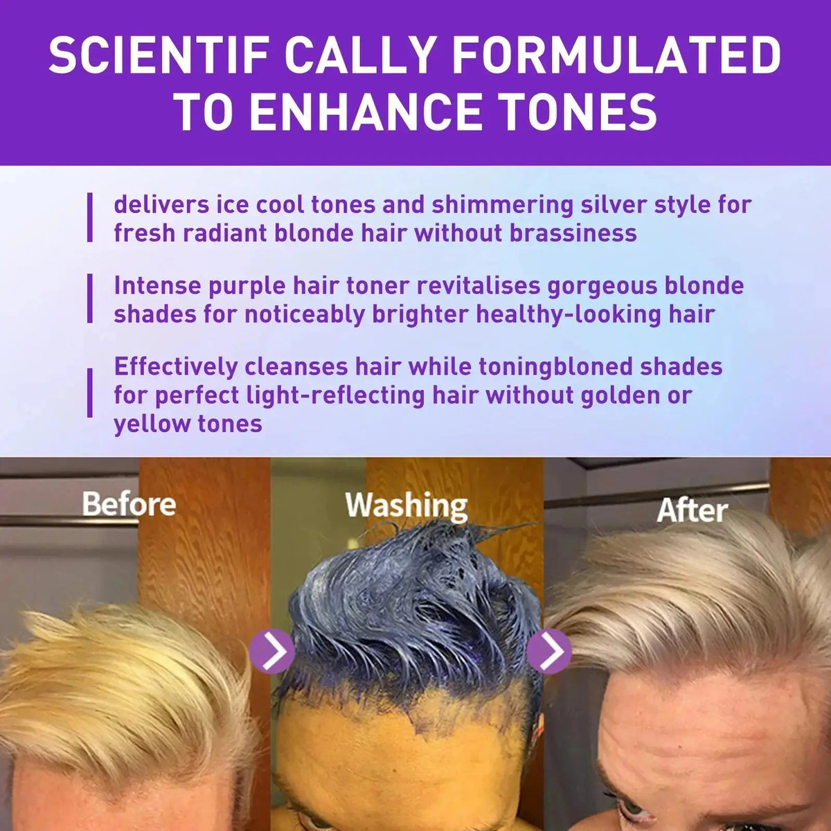 300Ml Color Fixing Purple Shampoo Lock Color Cover Gray Hair Fade Yellow After Bleach Hair Dye Long Lasting Non-irritating Care