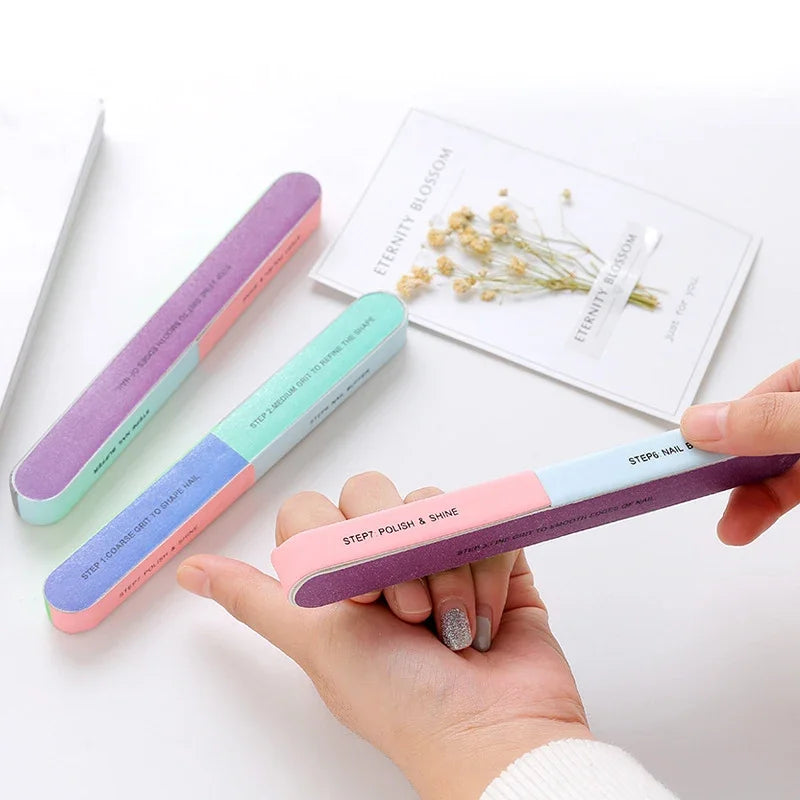 Multi Surface Printed Nail Polishing File 7 Sides Manicure Strip Professional Salon DIY Gel Nail