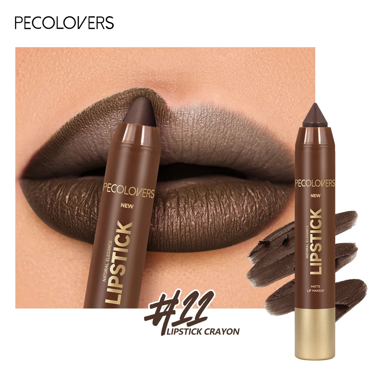 1PC Brown Matte Lip Liner Crayon, Smooth Application, Highly Pigmented, Long-lasting Wear, Lip Cosmetics