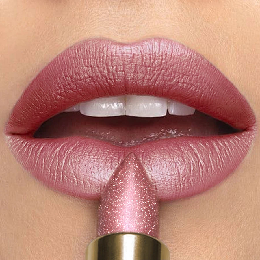 16 Colors 1PC Metallic Glitter Shiny Lipstick Lip Tint, Waterproof Senior Matte Lip Makeup Gifts for Women Cosmetic Lip Glaze