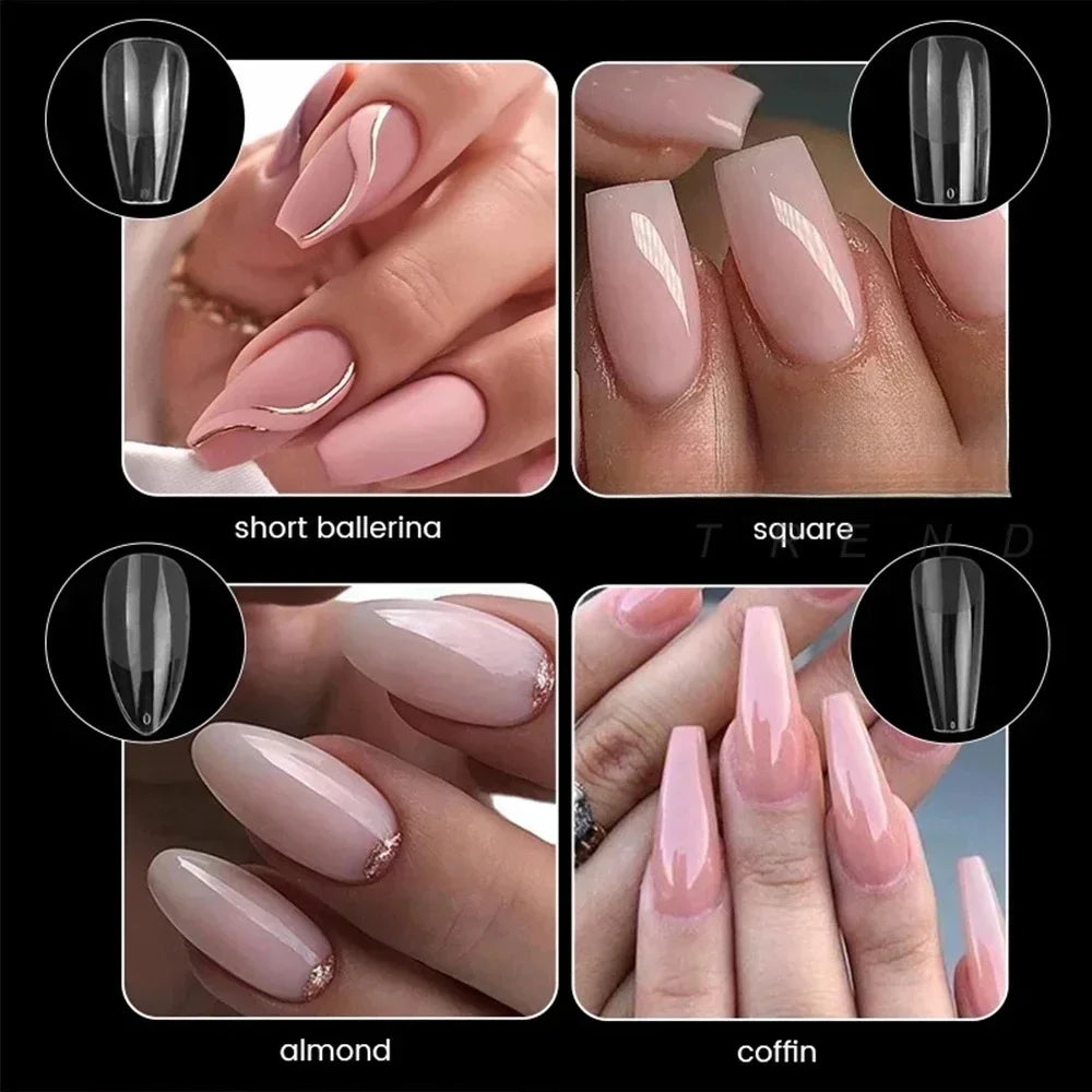 550Piece Medium and short soft gel nail tips Medium Apricot/Coffin Head Full Coverage Matte Extension Tool  Press-On Nail