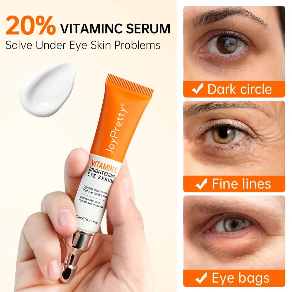 JoyPretty Anti Dark Circle Eye Cream Eye Bags Removal Vitamin C Whitening Cream Wrinkle Removal Serum Eyes Firming Skin Care