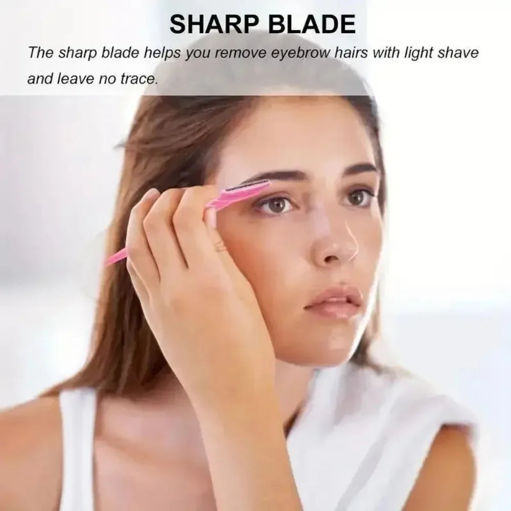 Stainless Steel Eyebrow Razors,Multipurpose Facial Hair Trimmers with Protective Cap for Men & Women,Exfoliating Tool for Beard