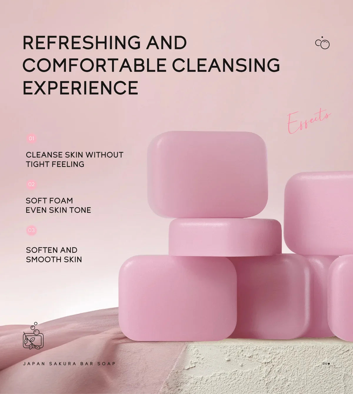 LAIKOU Sakura Facial  Body Whitening Soap Reduces Acne Dark Spot Deep Cleaning Cutin For Face Body Skin Care 90g ﻿