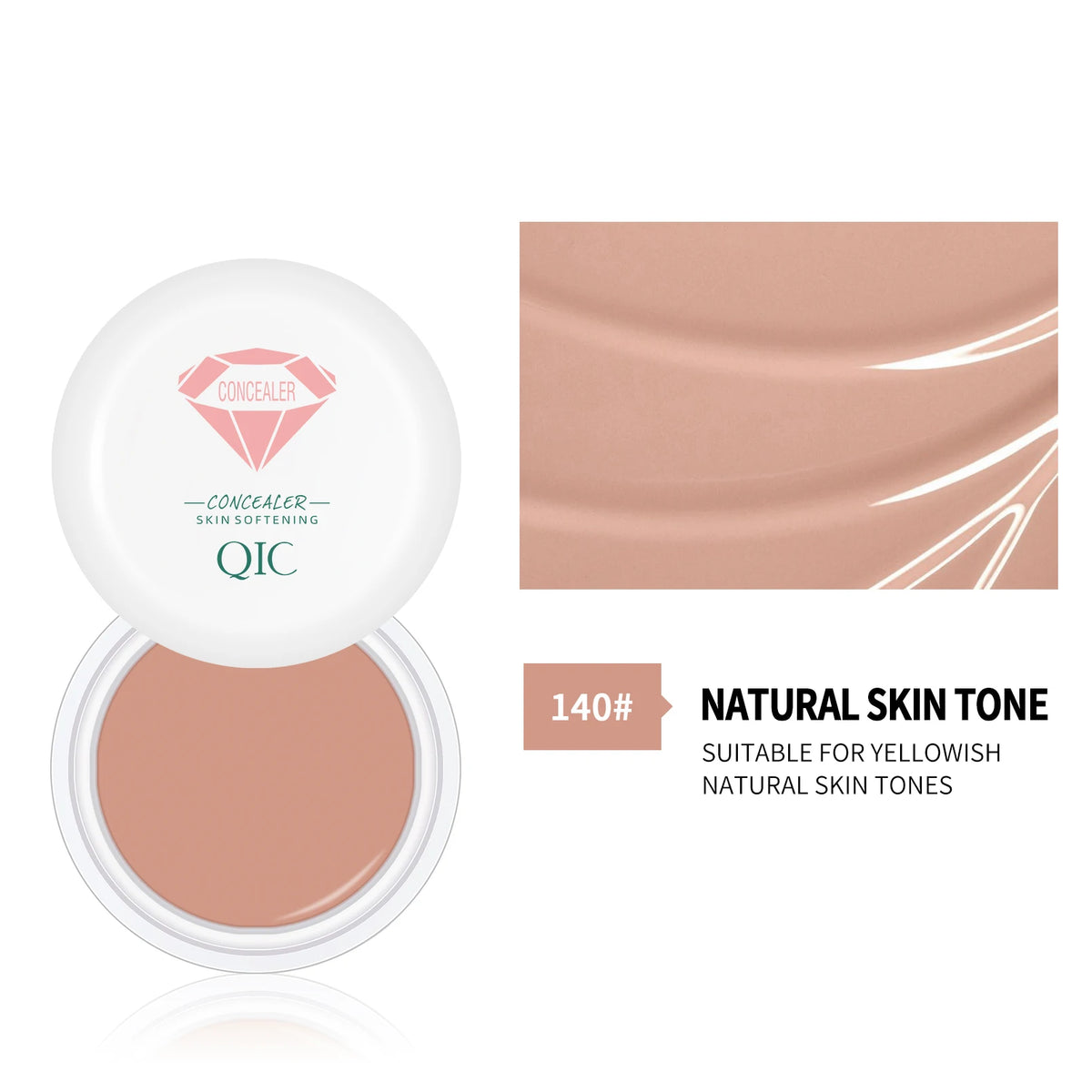 QIC Waterproof & Sweatproof Concealer Cream - Tattoo Coverage, Long-Lasting Foundation, Natural, Full Coverage, All Skin Types