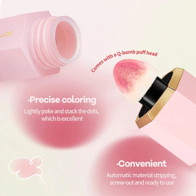 TVLV 4 Colour Matte Liquid Blush Easy to Apply Long Lasting Waterproof Blush Sponge Brush Head