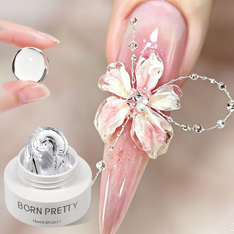 BORN PRETTY 15ml Clear Non Stick Hand Extension Gel 3D Shaping Sculpting Carving Nail Art Solid Hard Gel for Fake Nail