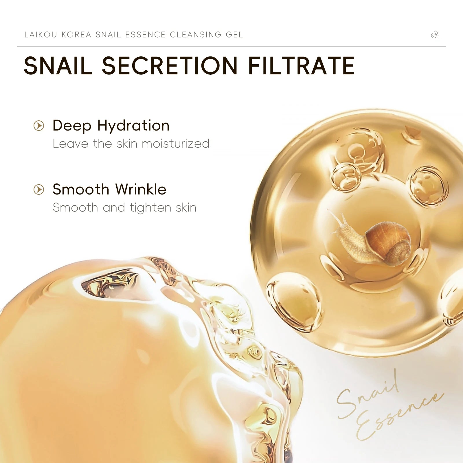 LAIKOU Korea Snail Essence Cleansing Gel 50g Low PH Gentle Cleansing Moisturizing Clear Tender Skin Daily Face Wash