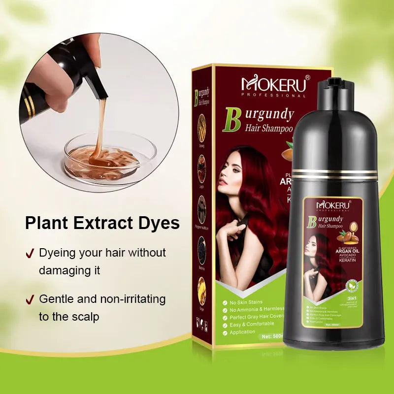 Mokeru Ammonia Free Keratin Hair Color Shampoo Coffee  Permanent Brown Hair Dye Shampoo for White Hair Coverage
