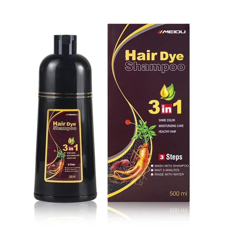 Meidu 3 In 1 Instant Coloring Shampoo Natural Black Color for Men Women Hair Dye Herbal Brown Purple Hair Dye Hair Dye Shampoo