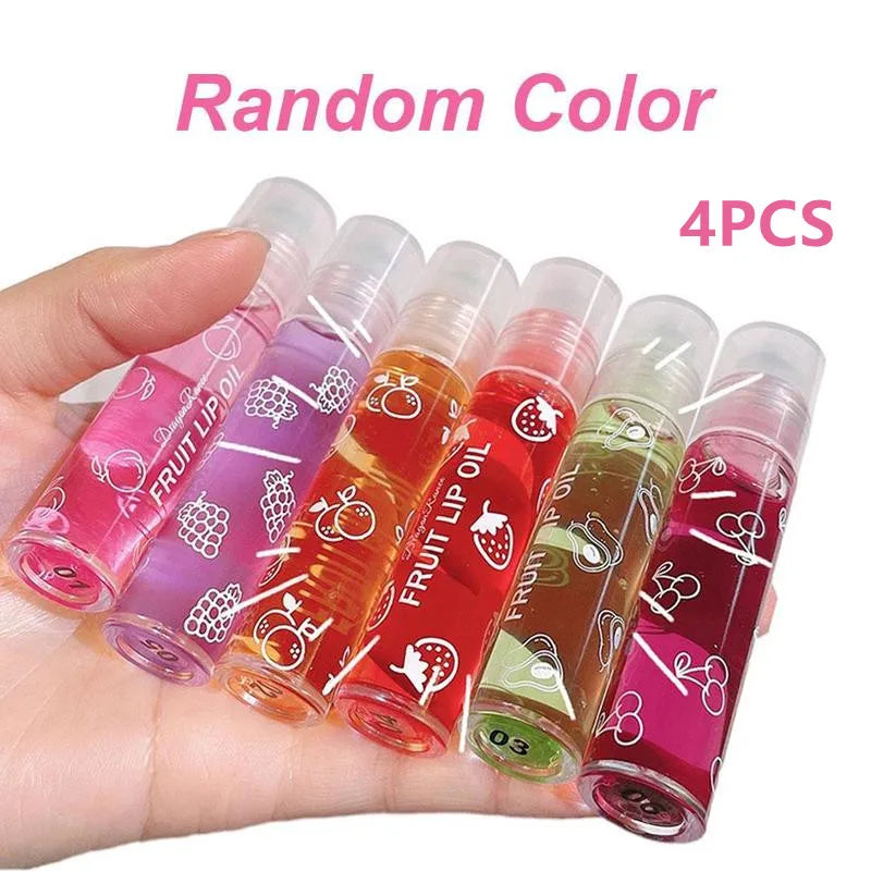 6 Colors Roll-on Fruit Essence Lip Balm Lip Oil Lip Moisturizing Mirror Primer Lip Lipstick Hydrating random Gloss Transparent
