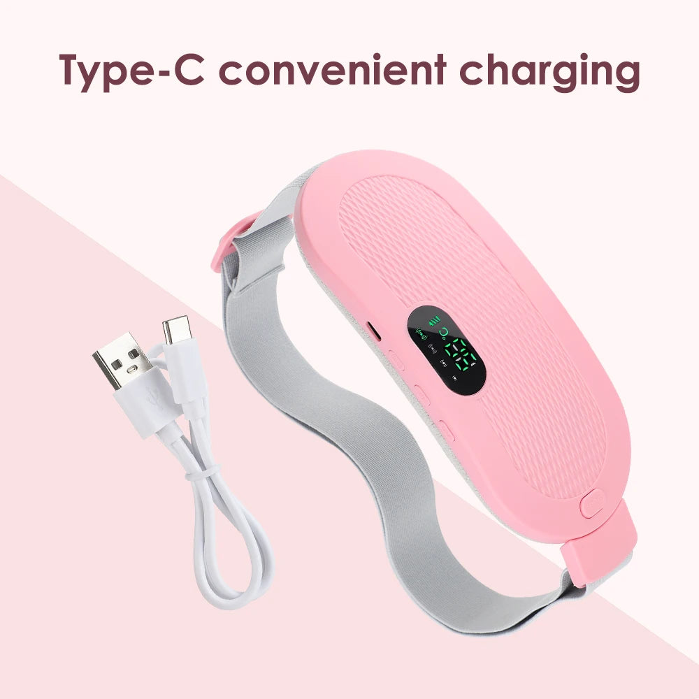 Menstrual Massager Electric Period Belt 4 Levels Heating & Vibration Hot Compress Woman Massage Brace Abdominal Lumbar Waist Pad