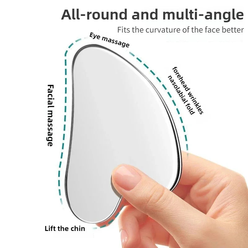Thick Stainless Steel Dolphin Gua Sha Facial Tool - Fragrance-Free, Battery-Free Eye & Face Massage Board for Deep Tissue Pressu