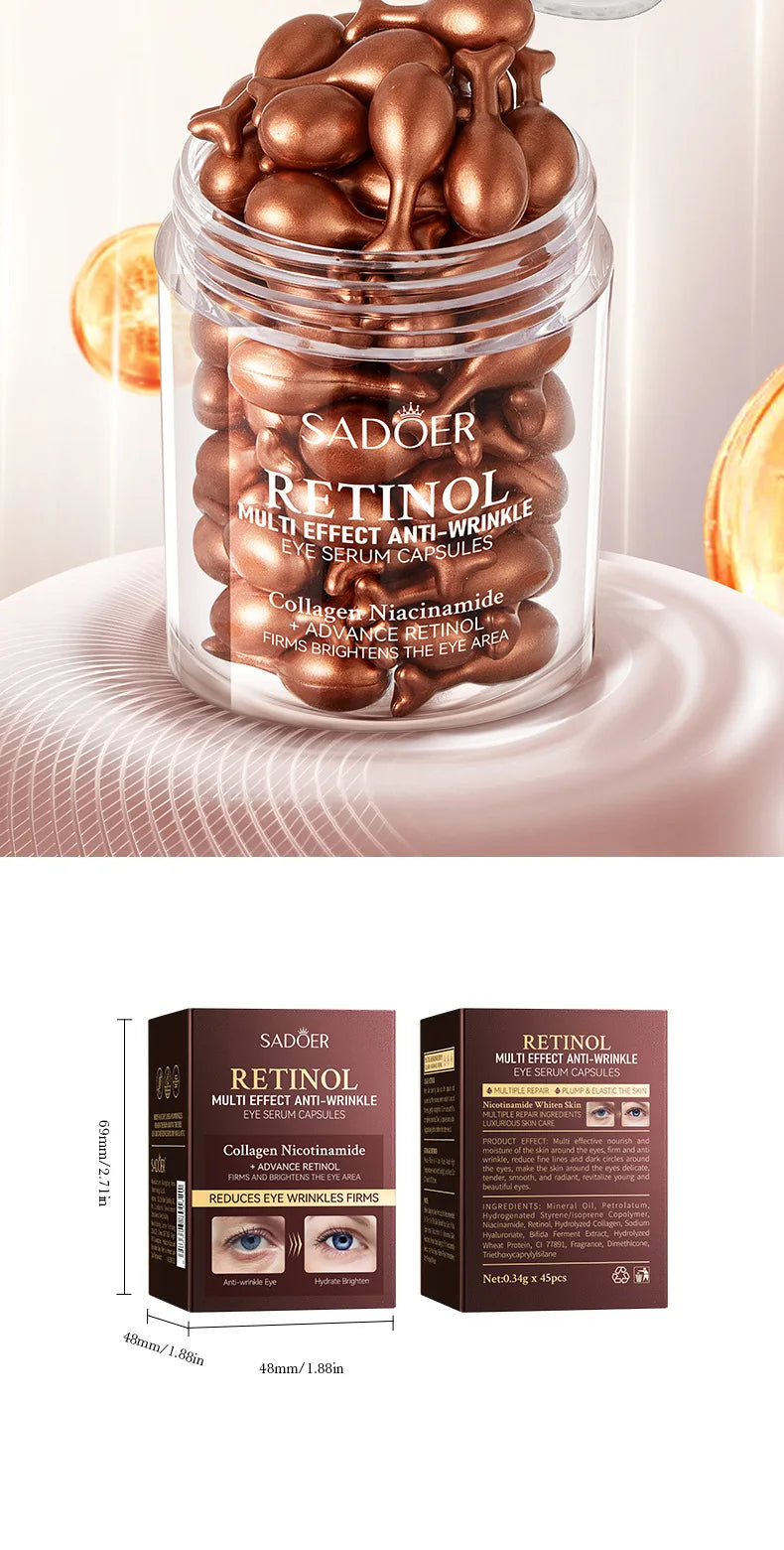 SADOER Retinol Eye Serum for Eyes skincare Anti Dark Circles Moisturizing Firming Nourishing Eye Cream Skin Care Products