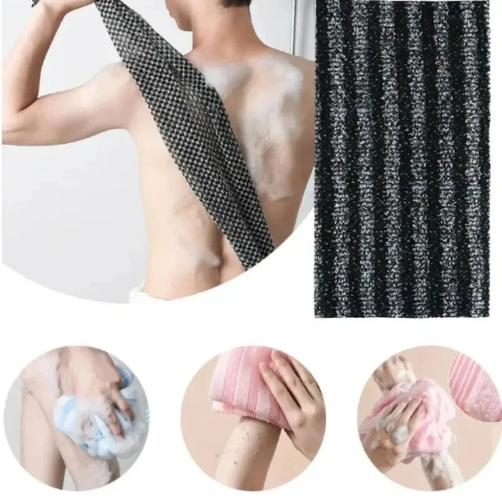 1Pcs Double Sided Long Nylon Exfoliating Back Scrub Towel Japanese Painless Body Mud Rub Strip Shower Bathroom Accessories