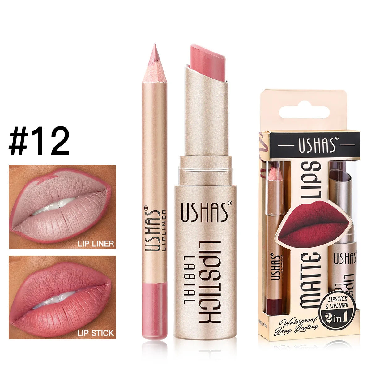 12 Color Matte Lipstick Set Long Lasting Nude Red Lipstick With Lipliner Not Dry Easy Coloring Lip Makeup Kit