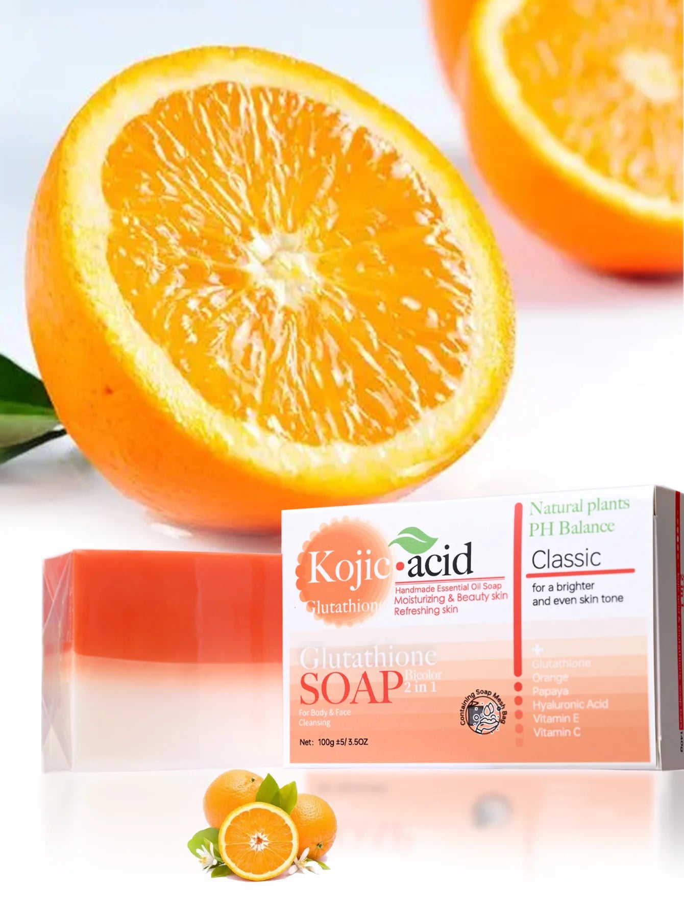 Hot Selling Organic 100g  Kojic Acid+Glutathione Soap Bar Honey Anti-Acne Aid  Whitening Bath Face