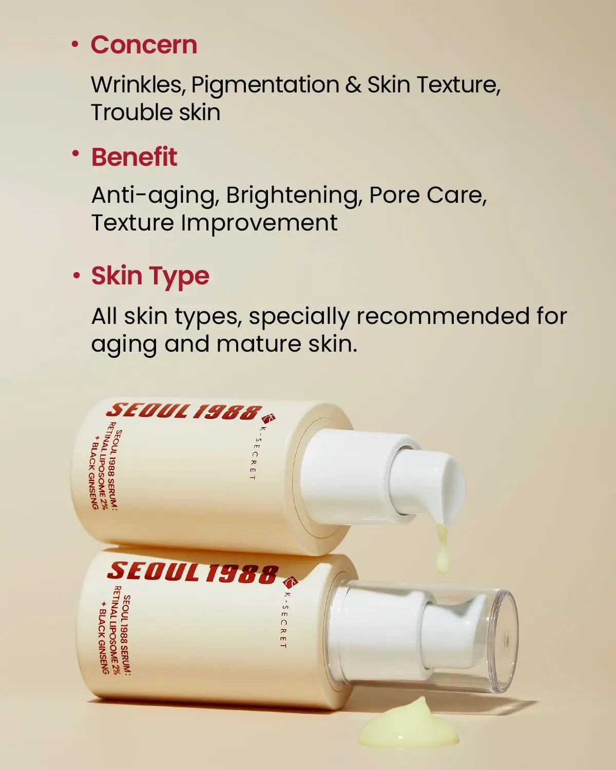 1/2/3PCS Korean SEOUL 1988 Retinol Face Serum Fade Fine Wrinkle Moisturizing Whitening Remove Spot Shrink Pores Beauty Skin Care